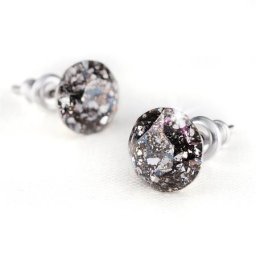ART CRYSTELLA Fülbevaló, fekete csipke mintás SWAROVSKI(R) kristállyal, 8mm, ART CRYSTELLA(R)