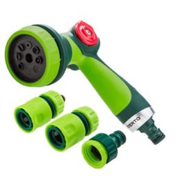 Verto pisztolyos permetező készlet (8 funkció), 2 gyorscsatlakozóval és csapra szerelhető csatlakozóval, 1/2", zöld, 15G712