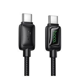 HOCO U146 adatkábel (Type-C - Type-C, 60W, PD gyorstöltő, LED kijelző, 120cm) FEKETE