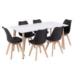 Silla 150 6+1 étkező garnitúra fehér-fekete