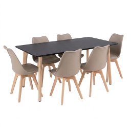 Silla 150 6+1 étkező garnitúra fekete-bézs