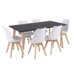 Silla 150 6+1 étkező garnitúra fekete-fehér