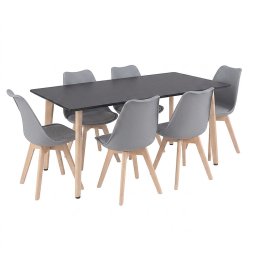 Silla 150 6+1 étkező garnitúra fekete-szürke