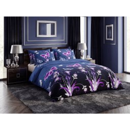 Mikroszálas ágynemű VIOLET BUTTERFLY sötétkék Ágyneműhuzat mérete: 70 x 90 cm | 140 x 200 cm