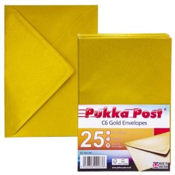 PUKKA PAD Boríték, C6, enyvezett, PUKKA PAD "Gold", arany
