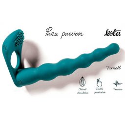 Strap-on dupla penetrcis szilikonos gyrs rezg dild 17 cm zld