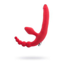 Szilikonos vibrcis dupla stimulcis strapon 35 cm piros-fekete