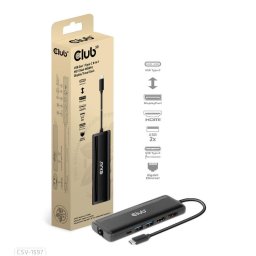 Club 3D dokkolóállomás USB-C 8v1, 1xDP, 1xHDMI, 1xUSB-C PD100W, 2xUSB, SD kártyaolvasó, szürke színben