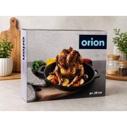 Orion 28 cm Öntöttvas Serpenyő - Masszív Grill- és Sütőserpenyő Két Füllel