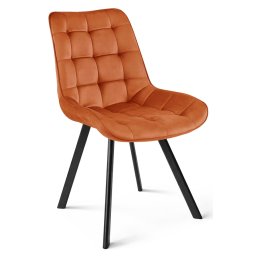 Étkezőszék SORIA VELVET fekete lábakkal, terrakotta