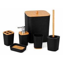 Fürdőszobai szett NATUREO 6 db, bambusz/fekete