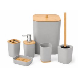 Fürdőszobai szett NATUREO 6 db, bambusz/szürke