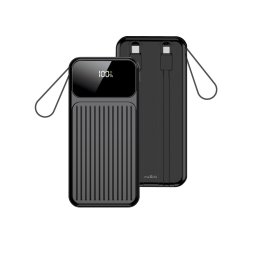 Maxlife power bank beépített kábelekkel MXPB-06 PD QC 22,5W 10000 mAh fekete