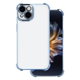 Xiaomi Redmi Note 14 Pro 5G szilikon tok, puha TPU tok, kamera védelemmel, színes keretes, kék, Anti Shock Chrome