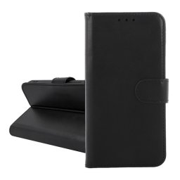 Tok álló, bőr hatású (FLIP, oldalra nyíló, kártyazseb, asztali tartó) FEKETE Xiaomi Redmi 13 4G