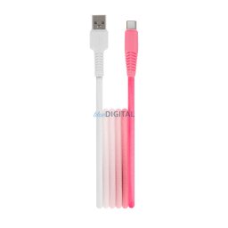 Setty kábel USB - USB-C 1,5 m 3A KGA-C-1.5320 fehér-rózsaszínes színátmenet