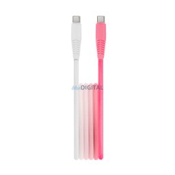 Setty kábel USB-C - USB-C 1,5 m 3A KGC-C-1.5320 fehér-rózsaszín átmenettel