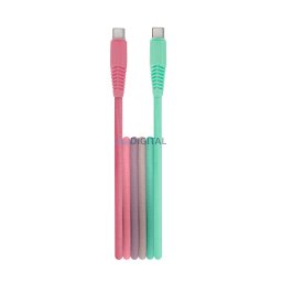 Setty kábel USB-C - USB-C 1,5 m 3A KGC-C-1.5320 türkiz-rózsaszín színátmenet