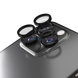 Etteri kamera lencse védő edzett üveg fekete szegéllyel iPhone 16 Pro/16 Pro Max