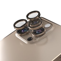 Etteri kamera lencse védő edzett üveg arany színű szegéllyel iPhone 16 Pro/16 Pro Max