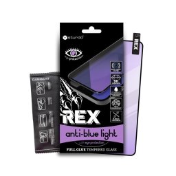Xiaomi Redmi 12 / 13 előlapi üvegfólia, kékfény szűrős, 9H, fekete keret, 5D Full Glue, Sturdo Rex Anti-blue light