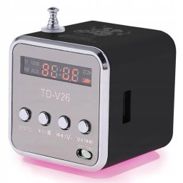 Vezeték nélküli, hordozható mini rádió FM LED, akkumulátoros