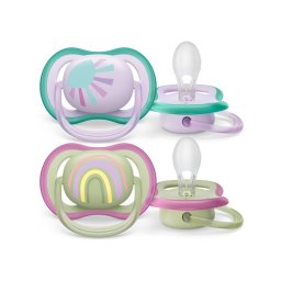 Philips AVENT SCF085/59 Ultra air játszócumi mintás 0-6hó lányos, 2 db (szivárvány)