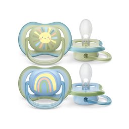 Philips AVENT SCF085/58 Ultra air játszócumi mintás 0-6hó fiús, 2 db (szivárvány)