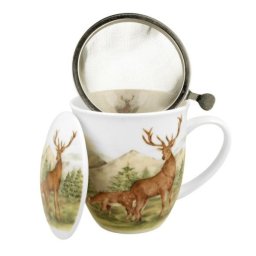 Szarvasok porcelán bögre tetővel és fém szűrővel - 400 ml - díszdobozos