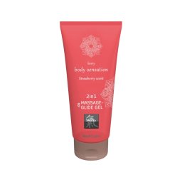 HOT - Shiatsu 2in1 Strawberry scent - masszázs síkosító - eper (200 ml)