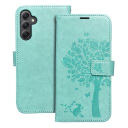 Samsung Galaxy A36 / A56 telefon tok, könyvtok, oldalra nyíló tok, mágnesesen záródó, zöld, tree, SM-A366, SM-A566, Mezzo