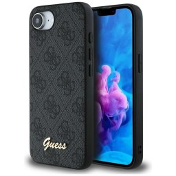 Guess HC MagSafe 4G PU Script Logo tok iPhone 16e, fekete