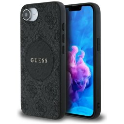 Guess HC MagSafe PU 4G Circle tok klasszikus logóval iPhone 16e, fekete