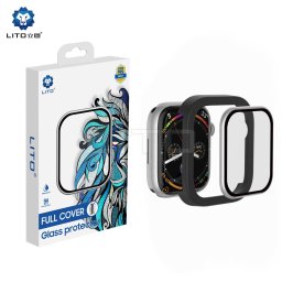 Apple iWatch 7/8/9 45mm Lito S+ Keretes Üvegfólia - Fekete