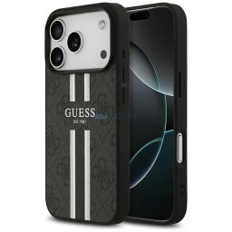 Guess 4G nyomtatott csíkos MagSafe tok iPhone 17 Pro, fekete