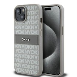 iPhone 15 Pro (6.1") hátlap tok, PU / PU bőr, mintás, szürke, DKNY PU Leather Repeat Pattern Tonal Stripe