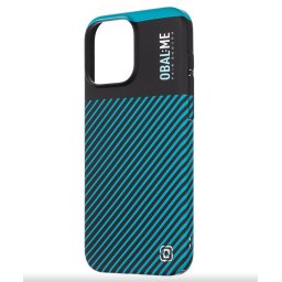 iPhone 16 Pro (6.3") hátlap tok, kemény tok, PC tok, fekete-kékeszöld, OBAL:ME Flossy Stripes