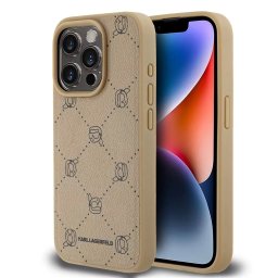 iPhone 15 Pro Max (6.7") hátlap tok, PU, magsafe, barna, Karl Lagerfeld PU Karl Heads Pattern Magsafe