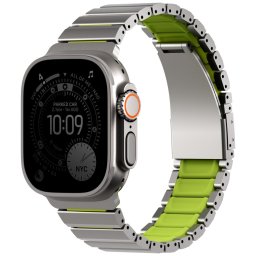 Uniq Strova Flex Apple Watch állítható szíj, 49/46/45/44MM, fém, ezüst-lime