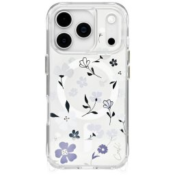 Uniq Coehl Amara Apple iPhone 17 Pro mágneses tok, MagSafe, átlátszó-lila (virág minta)