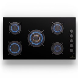 Klarstein Goldflame 5, gáz főzőlap, önálló, 5 égő, oldalsó vezérlés, gáz/propán, üvegkerámia, fekete (CP11-Goldfl-5BK-S.C)