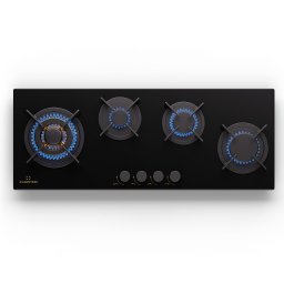 Klarstein Goldflame 4 Slim, gáz főzőlap, 4 égő, önálló, földgáz/propán, rozsdamentes acél (CP11-Goldfl-4Slim-BK)