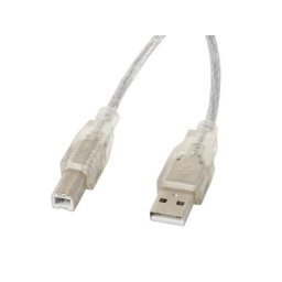 LANBERG USB-A (M) - USB-B (M) 2.0 kábel 5m, átlátszó