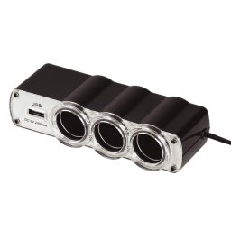WG - Autótöltő, hub, 3x 12V-os szivargyújtó aljzat 1x USB-A, hosszabbítóval