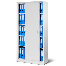 KUBA 774 Fém iratszekrény polcokkal tolóajtókkal 900x1850x400, modell szürke