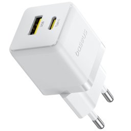 Baseus Palm 2in1 USB-C-USB-A hálózati gyorstöltő adapter, 20W, fehér