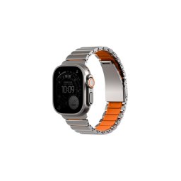 Uniq Strova Flex Apple Watch állítható szíj, 49/46/45/44MM, fém, ezüst-narancs