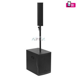 SAL PAS10W43S professzionális oszlopsugárzó hangrendszer, max. 800 W, 25cm mélysugárzó, 4x3" szélessávú satellit hangszóró, aktív zenekari hangdoboz, Bluetooth, fém állvány