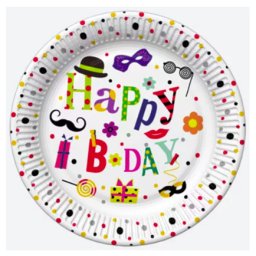 Happy Birthday papírtányér, party tányér 8 DARABOS, 18 cm Nr8
