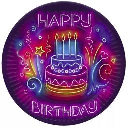 Happy Birthday papírtányér, party tányér 8 DARABOS, 18 cm Nr9